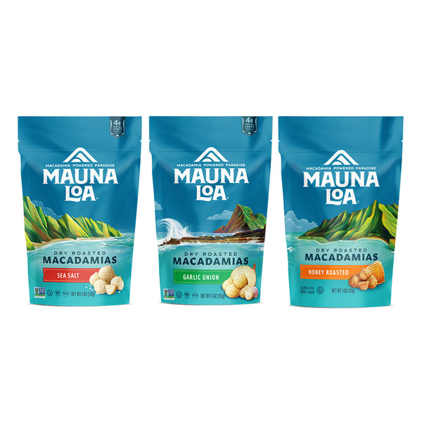 マウナロア マカダミアナッツお試し3袋セット(シーソルト/ガーリックオニオン/ハニー)